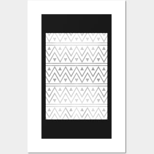 Silver & White Chevron Pattern Posters and Art